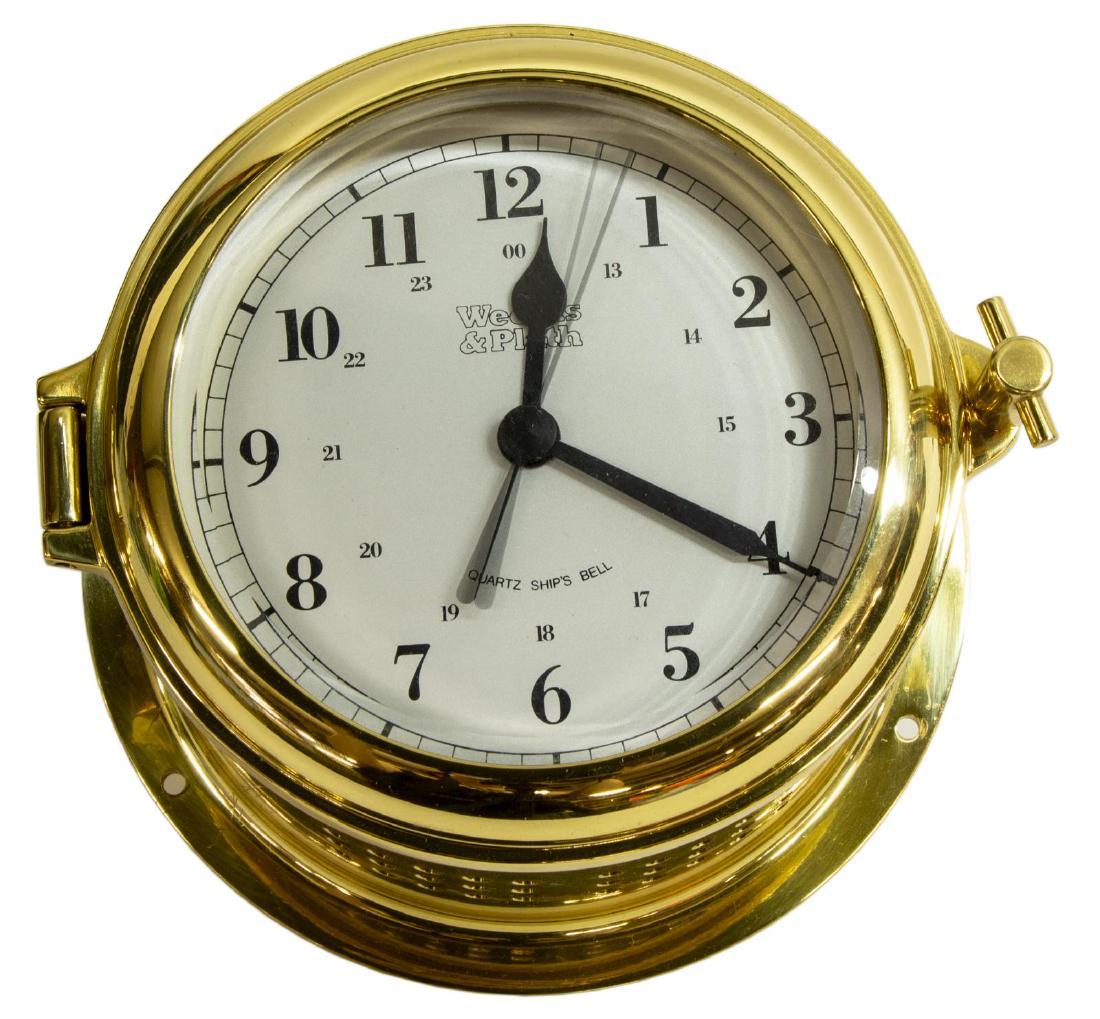 WEEMS & PLATH SHIPS BELL CLOCK, OPERATES