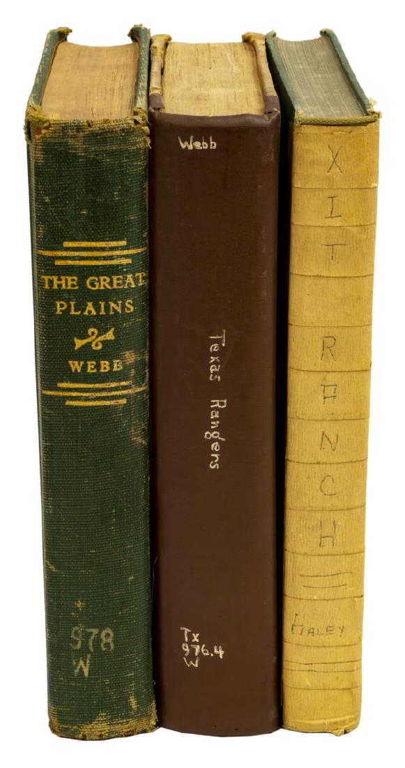 (3) BOOKS: TEXAS RANGERS, AUTHOR SIGNED, XIT RANCH: (lot of 3) Books: (1) "The Texas Rangers, A century of Frontier Defense", Walter Prescott Webb, Houghton Mifflin, 1935, first edition, author signed at the title page in blue ink, 584 pages, many phot