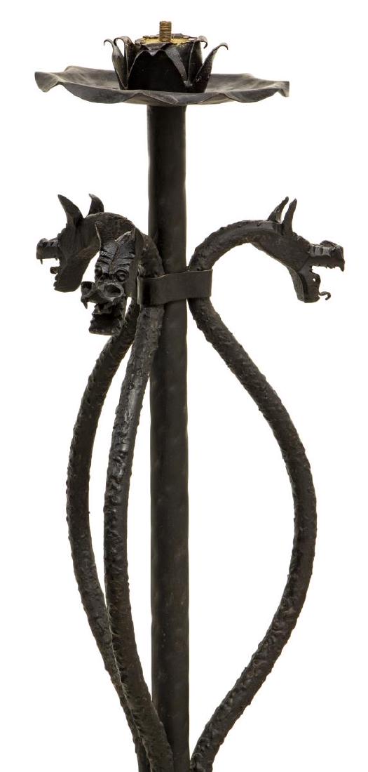 GAUDI STYLE HAND FORGED IRON DRAGON CANDLE LAMP (1 of 2)