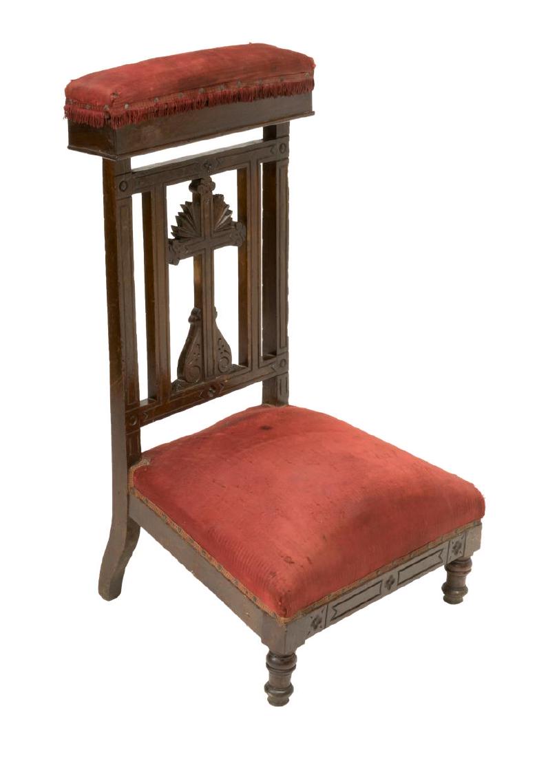 SPANISH RELIGIOUS CARVED PRAYER KNEELER CHAIR