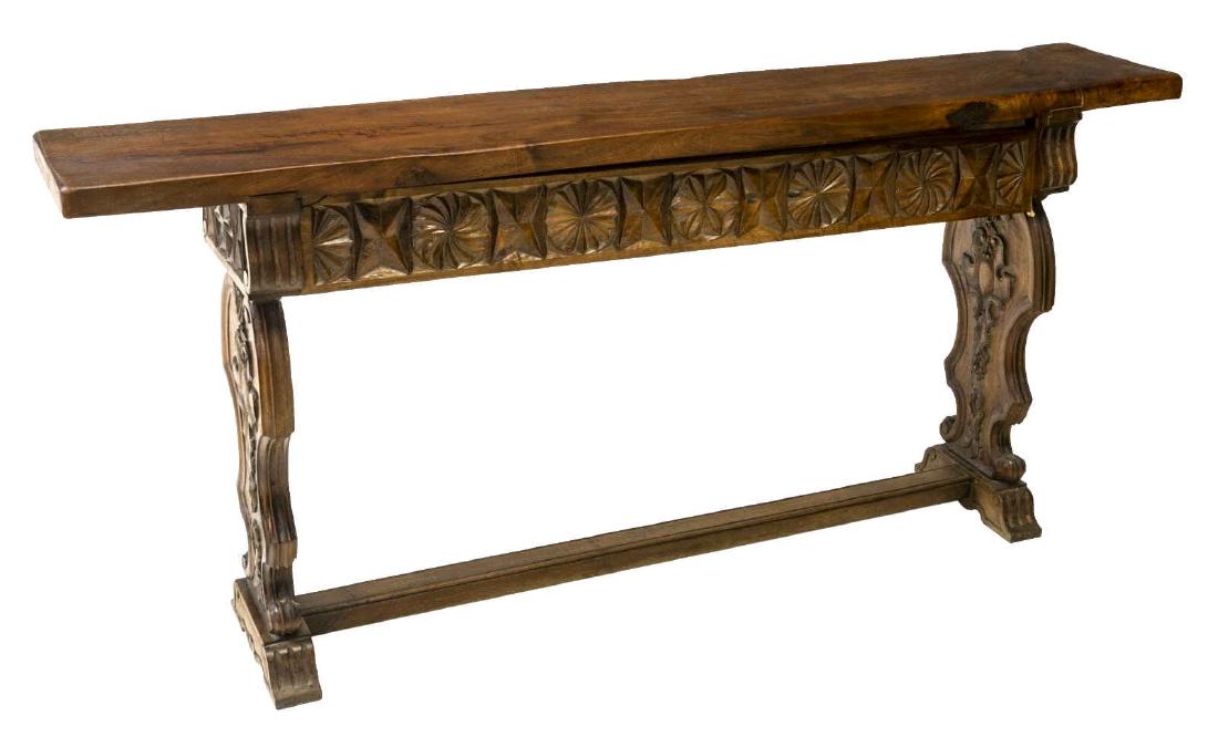 SPANISH BAROQUE STYLE CARVED WALNUT CONSOLE TABLE (1 of 2)