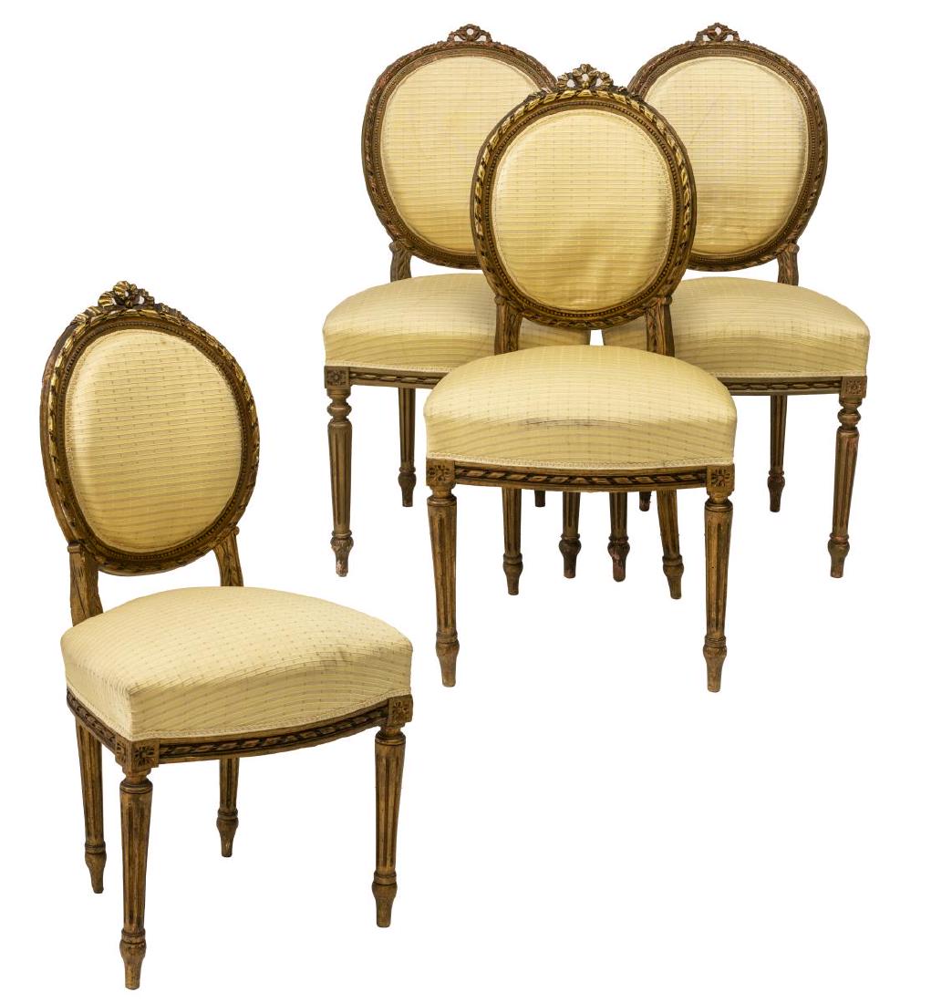 (4) FRENCH LOUIS XVI STYLE GILTWOOD SIDE CHAIRS (1 of 3)