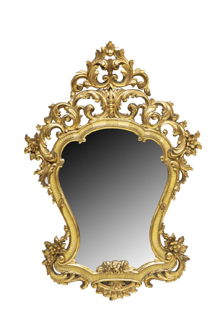 CONTINENTAL LOUIS XV STYLE GILTWOOD WALL MIRROR (1 of 2)
