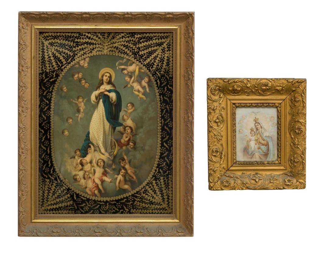 (2) FRAMED RELIGIOUS PRINTS, MADONNA & CHILD (1 of 3)