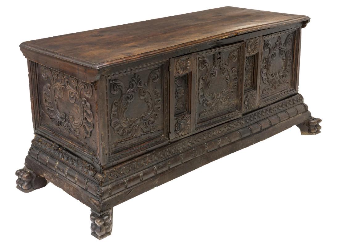 SPANISH BAROQUE STYLE CARVED COFFER, 18TH C. (1 of 3)
