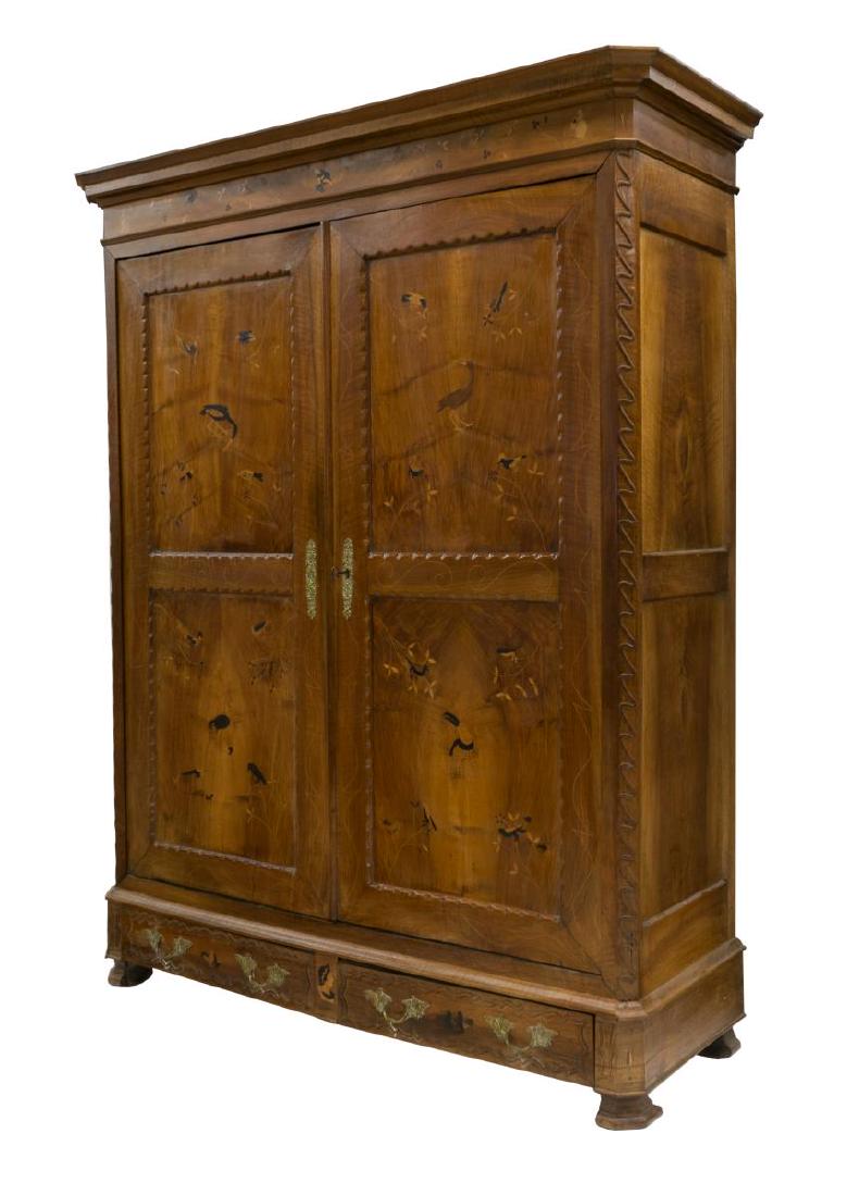 FRENCH 19TH C. ARMOIRE, INLAID EBONIZED BIRDS (1 of 6)