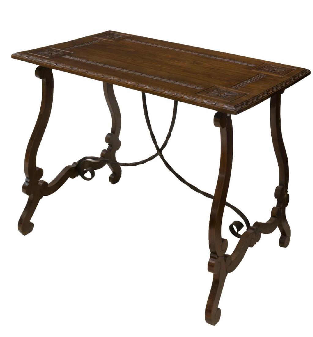 SPANISH BAROQUE STYLE WALNUT IRON STRETCHER TABLE (1 of 2)