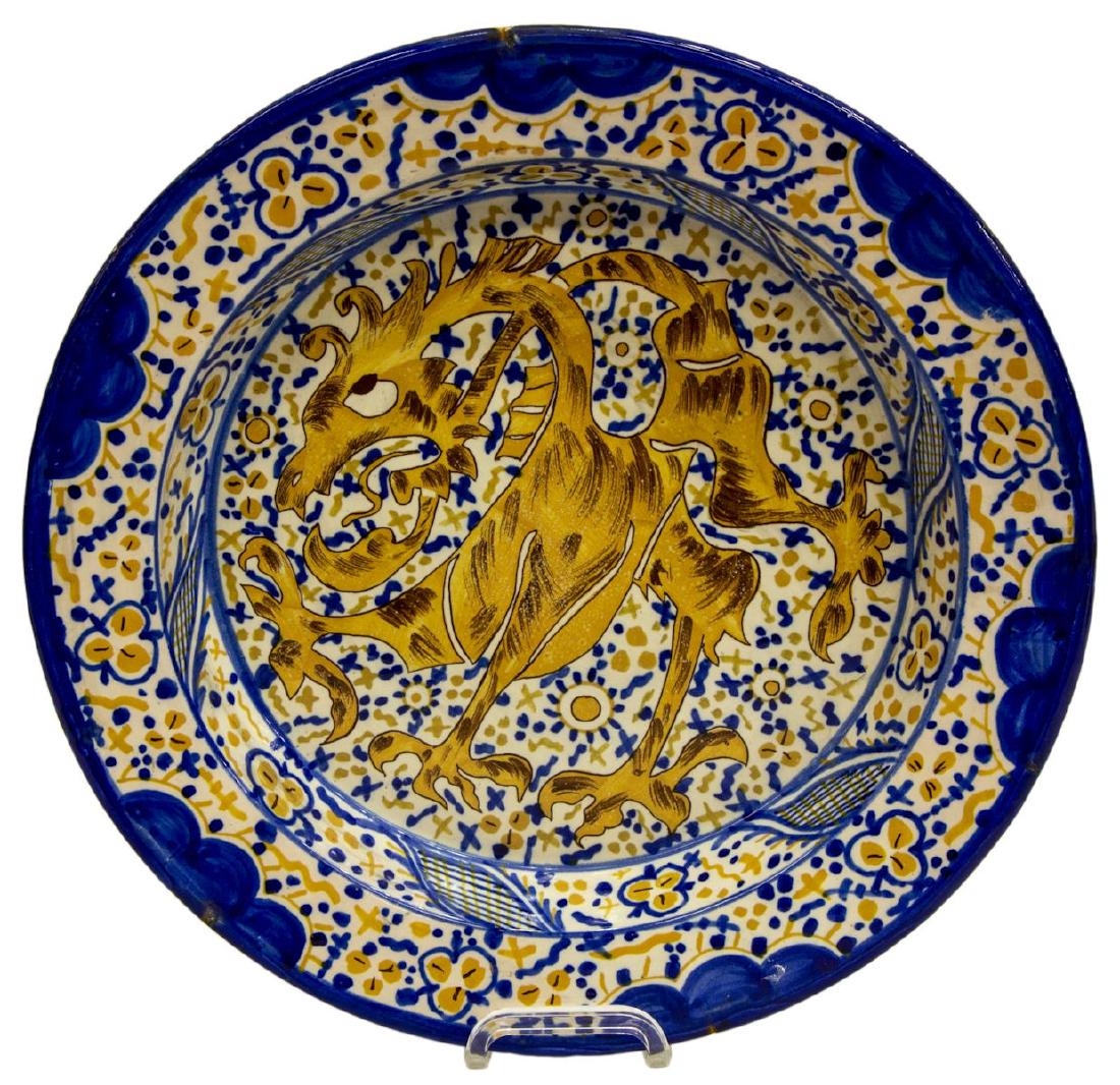 LARGE SPANISH MAJOLICA EARTHENWARE CHARGER (1 of 2)