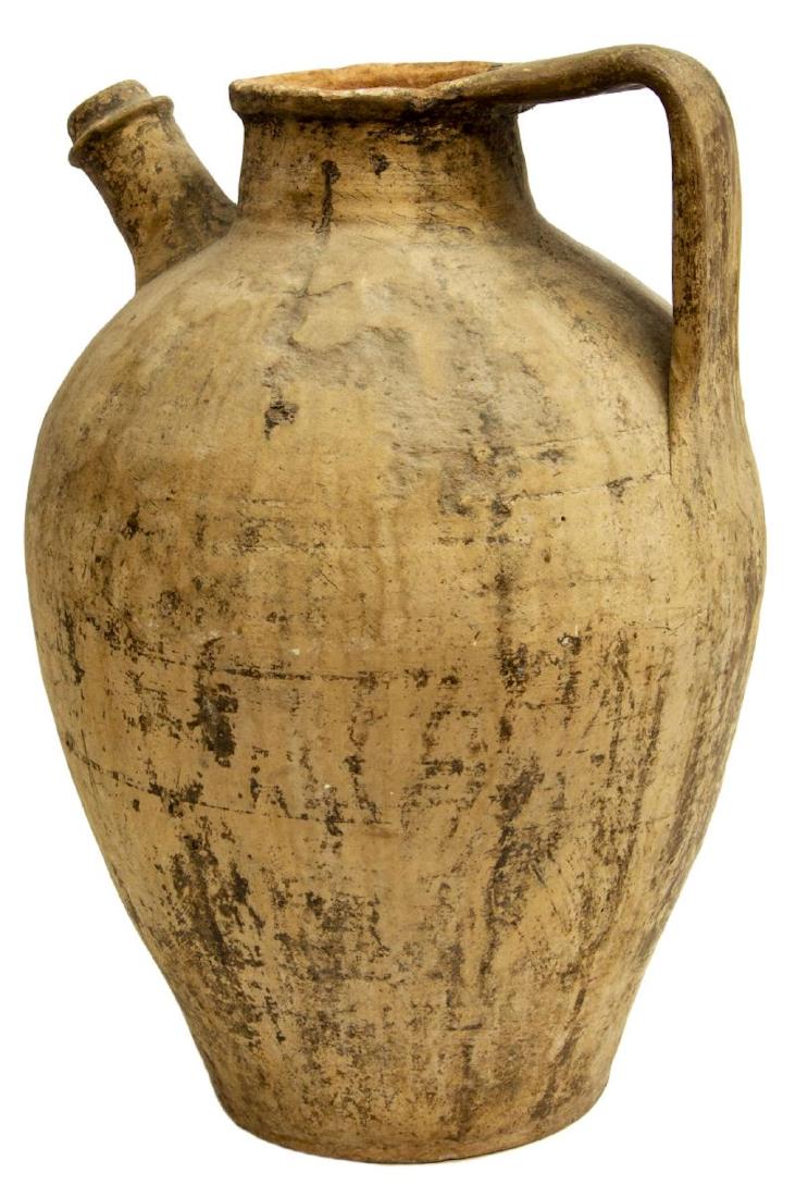 TUSCAN EARTHENWARE OIL JAR WITH SPOUT & HANDLE (1 of 3)