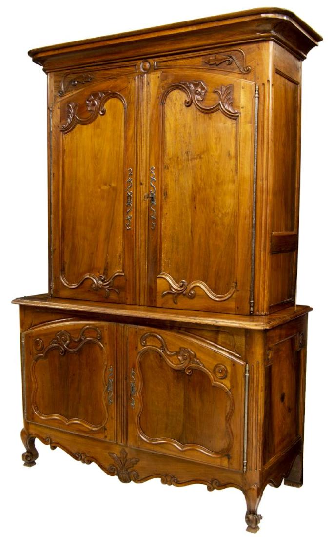 FRENCH LOUIS XV STYLE CARVED WALNUT DEUX CORPS (1 of 4)