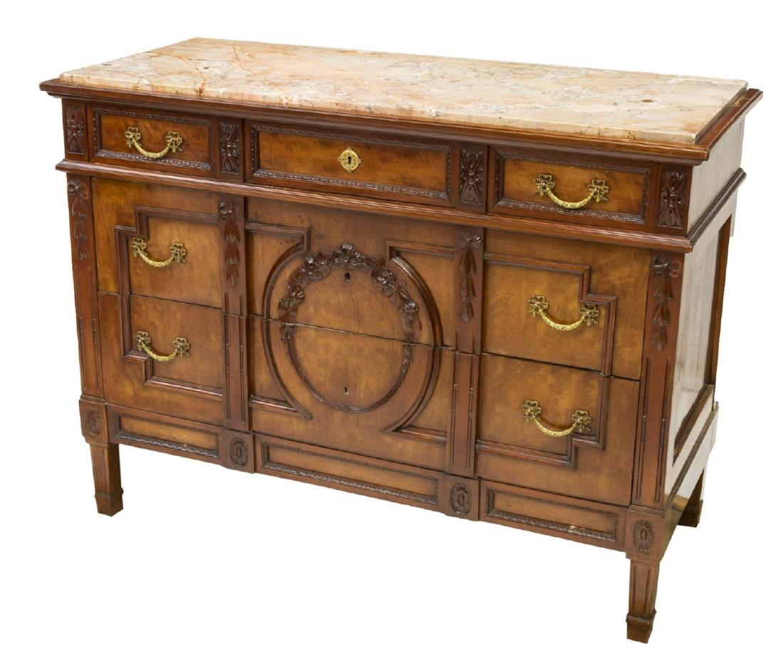 FRENCH LOUIS XVI STYLE MARBLE TOP COMMODE (1 of 3)