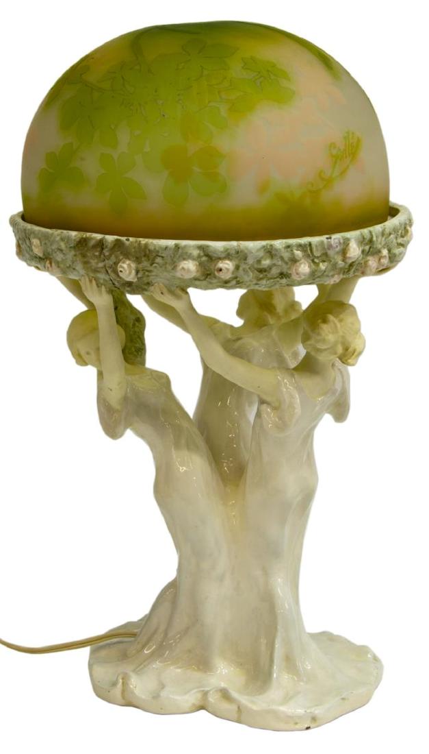 GALLE CAMEO GLASS & PODANY THREE GRACES LAMP (1 of 7)