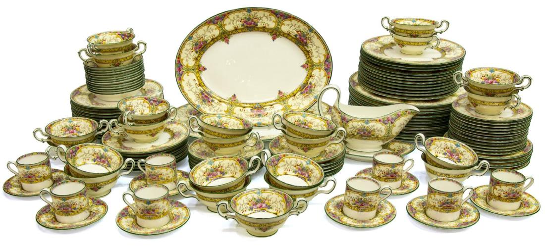 127) WEDGWOOD ST. AUSTELL PORCELAIN DINNER SERVICE: (set of 127) Wedgwood porcelain dinner service, a service for (12) in the St. Austell pattern, comprising: (12) dinner plates, 10.75"diam; (12) luncheon plates, 9"diam; (12) salad plates, 8"diam; (12)