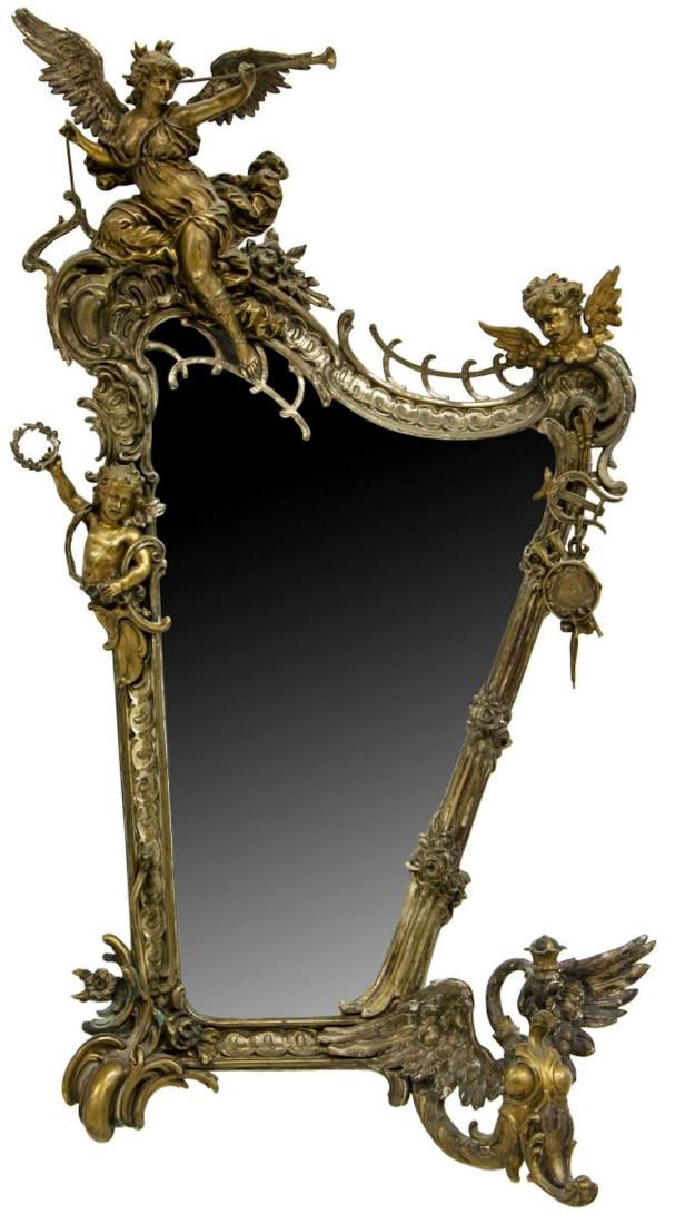 FINE LOUIS XVI STYLE TRUMPETING ANGEL WALL MIRROR (1 of 8)