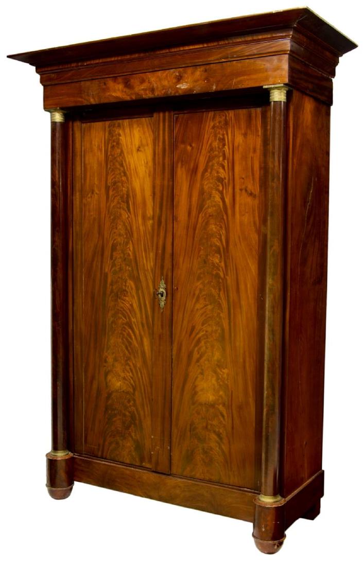 FRENCH EMPIRE STYLE FLAME MAHOGANY ARMOIRE (1 of 4)