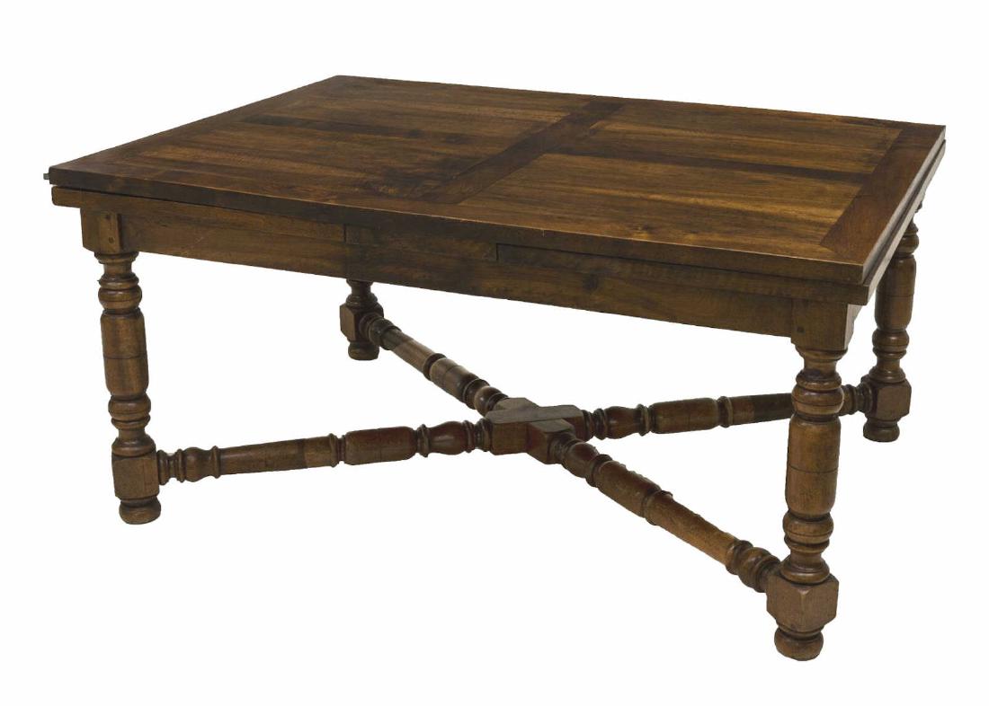 LARGE FRENCH WALNUT DRAWLEAF DINING TABLE (1 of 4)