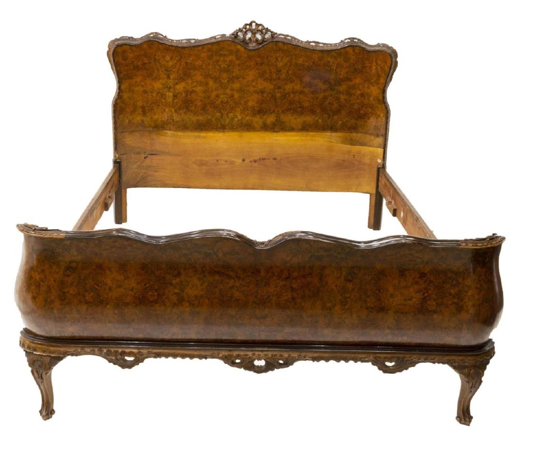 VENETIAN CARVED BURLWOOD BED (1 of 2)
