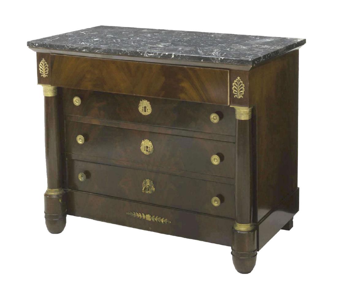 FRENCH EMPIRE STYLE MARBLE-TOP MAHOGANY COMMODE (1 of 3)