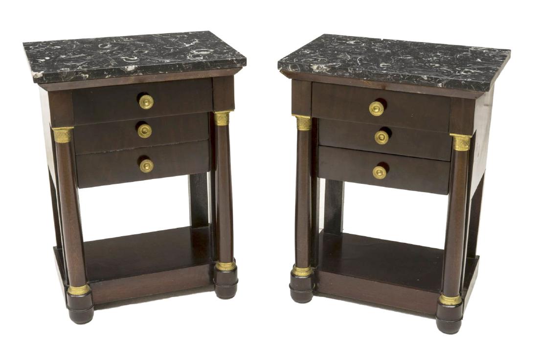 (2) FRENCH EMPIRE STYLE MARBLE TOP SIDE CABINETS (1 of 2)