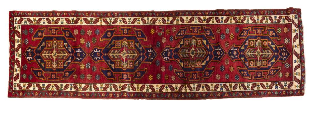 HAND-TIED PERSIAN WOOL SERAPI RUNNER 13'4" X 3'6" (1 of 3)