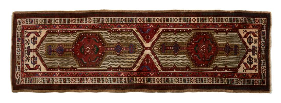 HAND-TIED PERSIAN WOOL HERIZ RUNNER 11'4" X 3'8" (1 of 3)