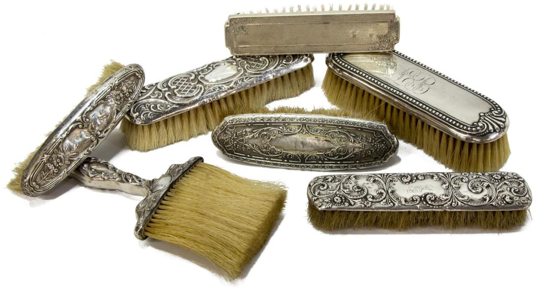 (7) ENGLISH & AMERICAN REPOUSSE STERLING BRUSHES (1 of 2)