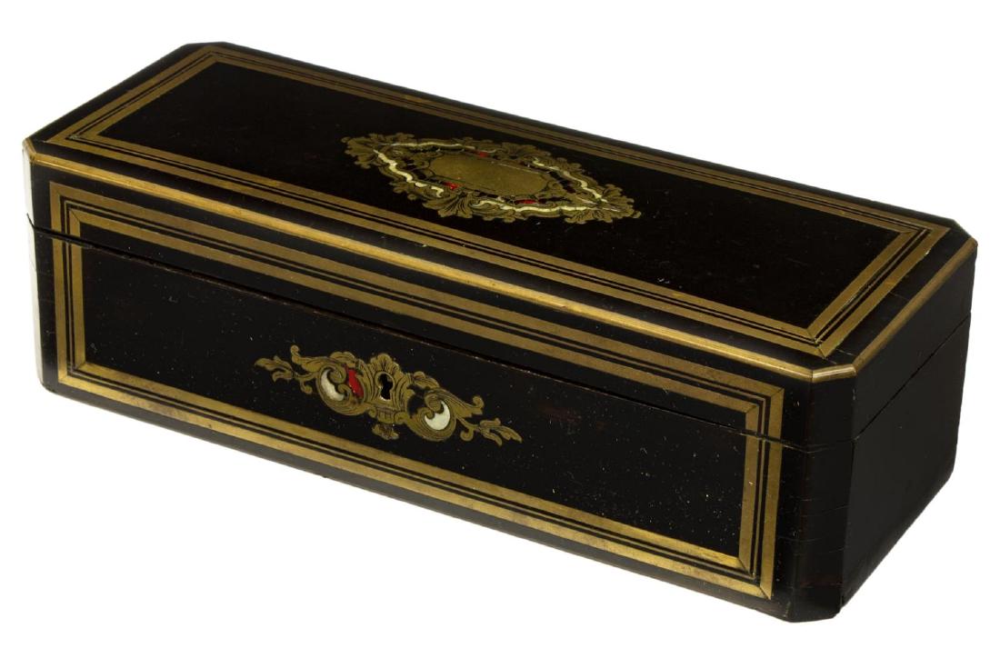 NAPOLEON III EBONIZED BOULLE STYLE TABLE BOX (1 of 3)