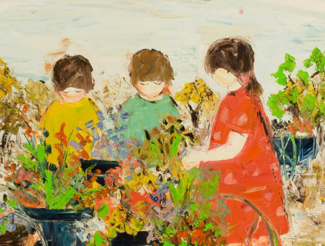 FRAMED PAINTING, CHILDREN & GARDENS, HELENE, 36X48 (1 of 5)