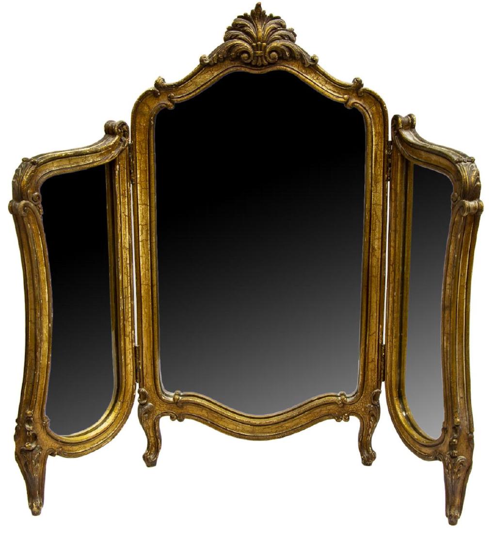 LOUIS XV STYLE TRIFOLD VANITY TOP MIRROR (1 of 3)