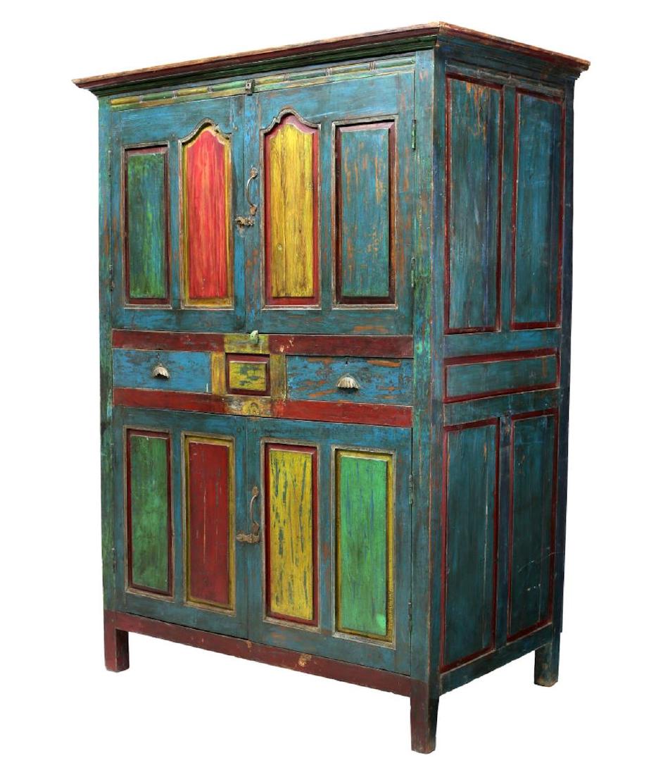 LARGE POLYCHROME FOUR DOOR CABINET (1 of 4)