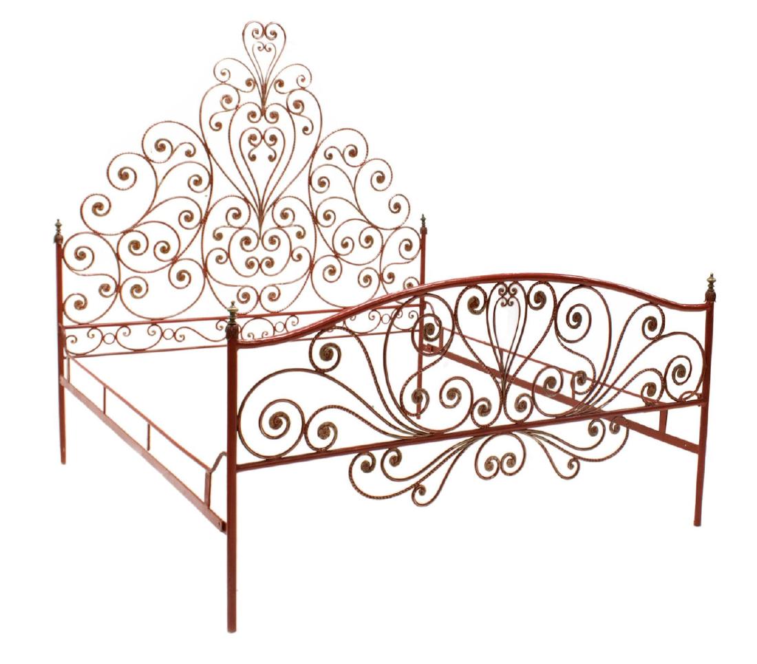 ITALIAN PEACOCK PAINTED IRON BED (1 of 2)