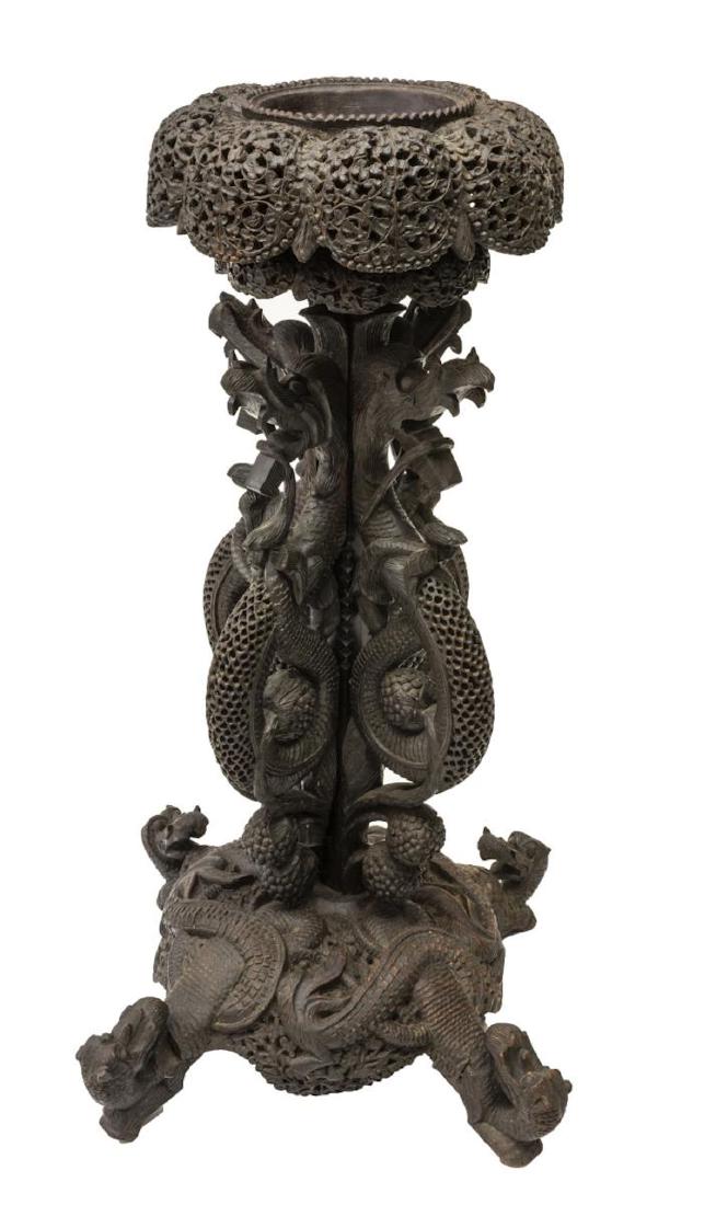 ANTIQUE ELABORATELY CARVED STAND, INDIA (1 of 4)