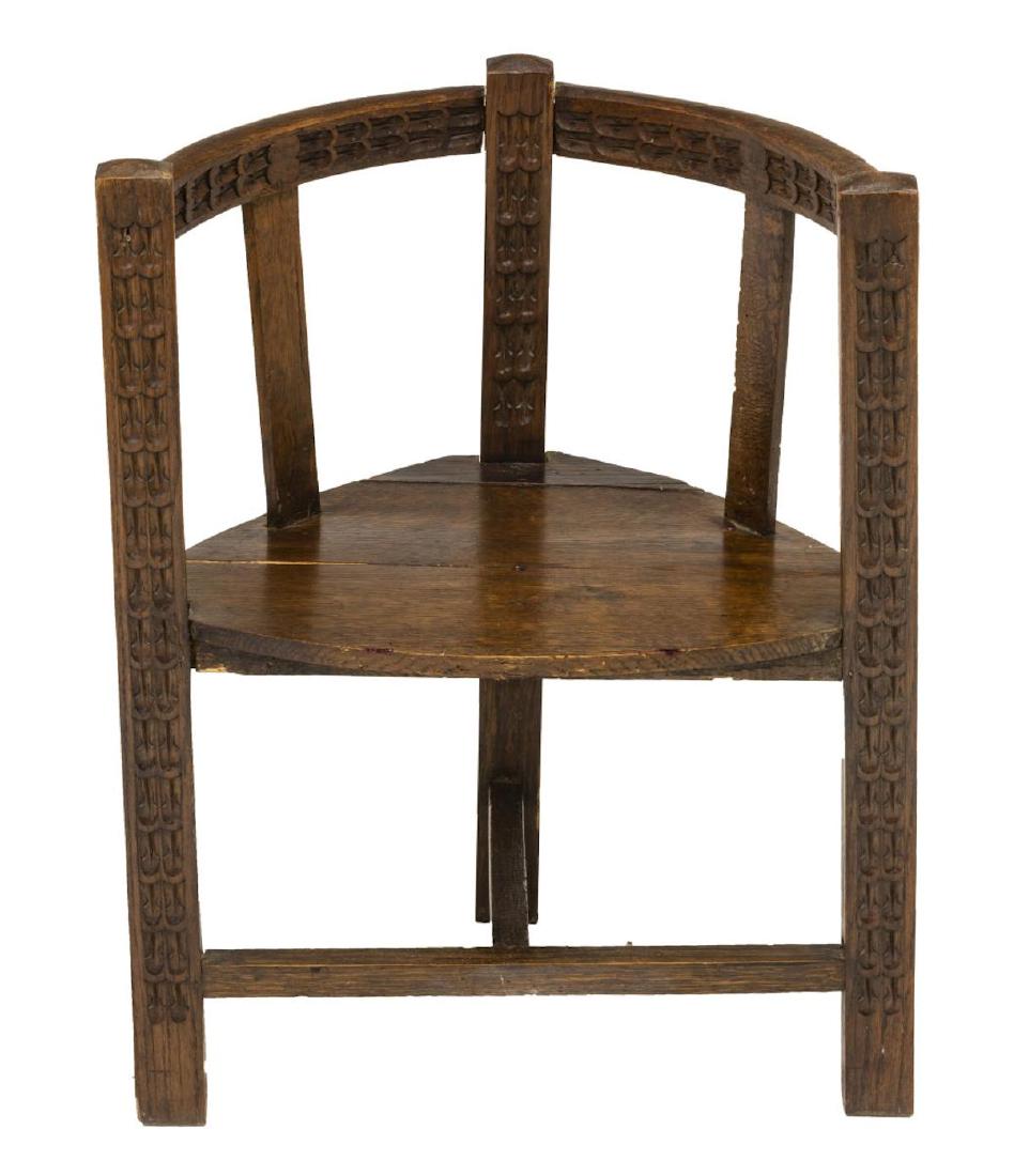 ANTIQUE CONTINENTAL CARVED OAK CORNER HALL CHAIR (1 of 2)