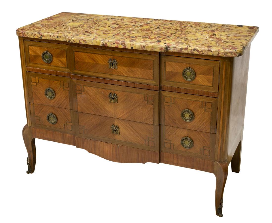 FRENCH THREE DRAWER MARBLE TOP COMMODE (1 of 3)