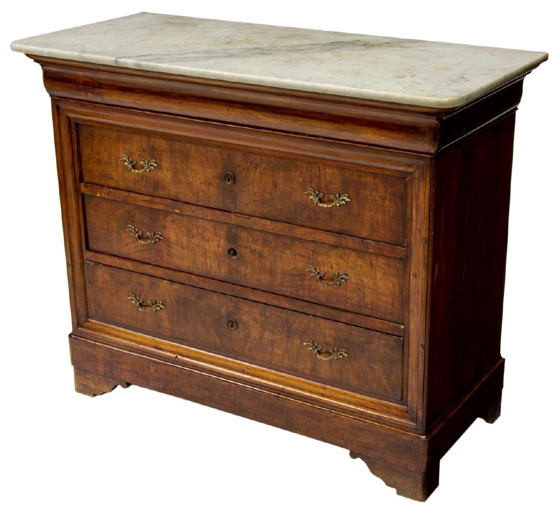 FRENCH CHARLES X MARBLE TOP WALNUT COMMODE (1 of 4)