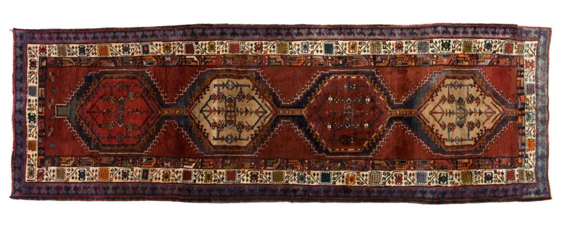 HAND-TIED PERSIAN WOOL SERAPI RUNNER 11'6" X 3'8" (1 of 3)