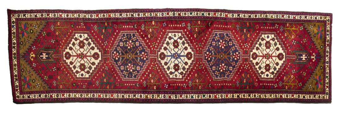 HAND-TIED PERSIAN WOOL SERAPI RUNNER 14' X 3'10" (1 of 3)