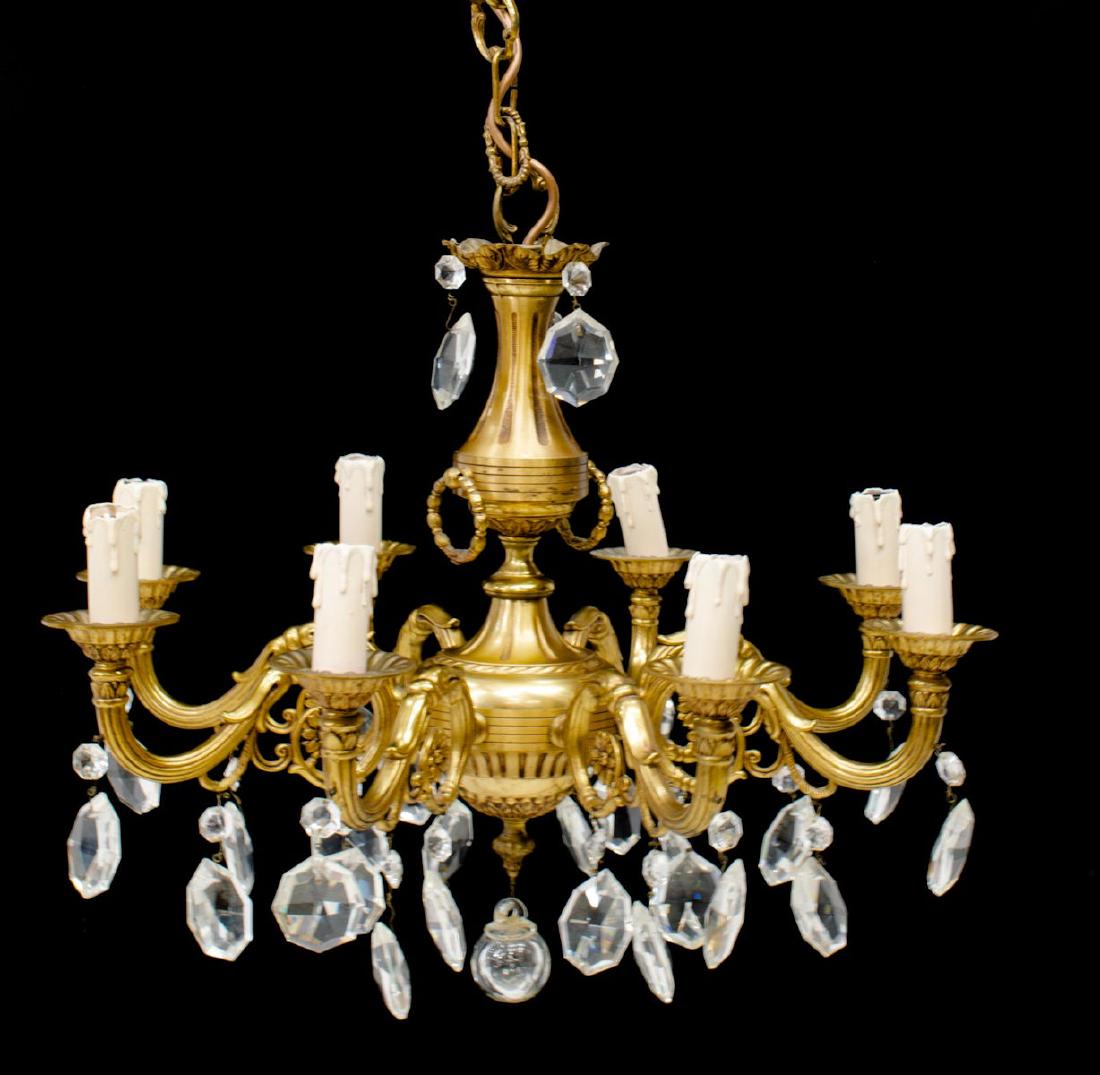 FRENCH GILT METAL & CRYSTAL CHANDELIER (1 of 1)