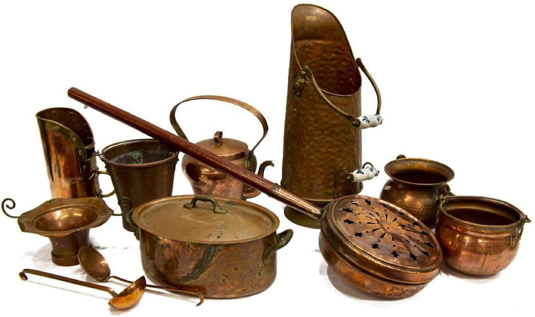 (10) FRENCH ANTIQUE VINTAGE COPPER DECORATIVE LOT (1 of 6)