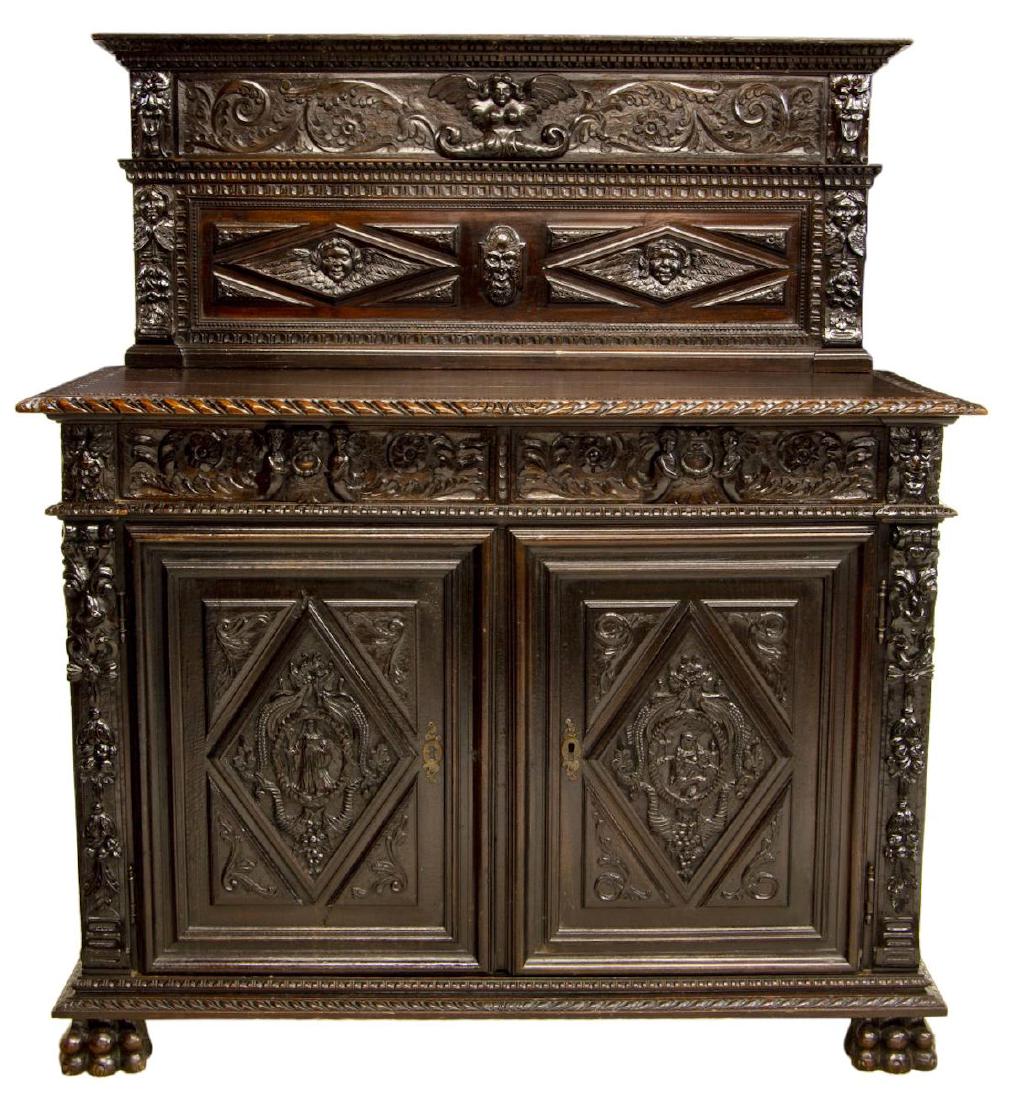RENAISSANCE REVIVAL CARVED RELIGIOUS SIDEBOARD (1 of 4)