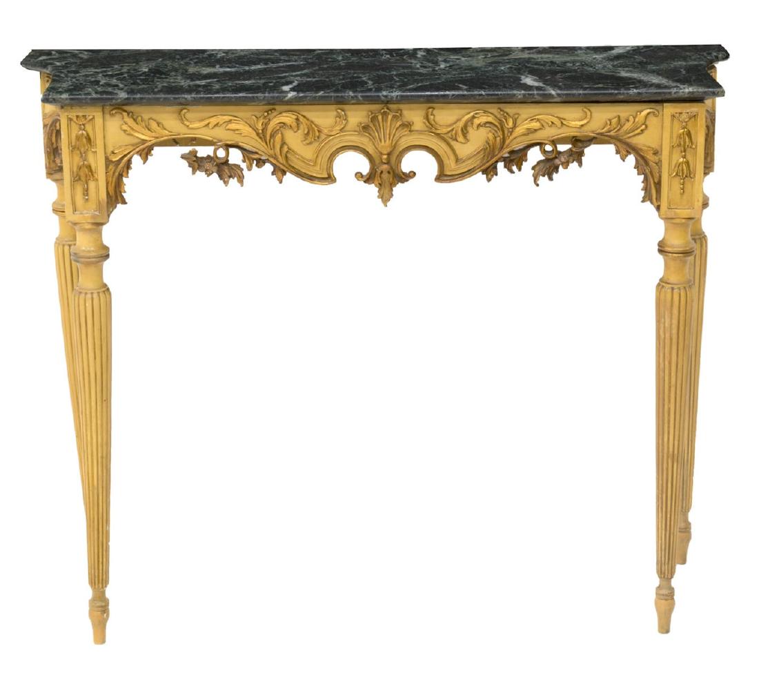 LOUIS XVI STYLE GREEN MARBLE TOP CONSOLE TABLE (1 of 2)