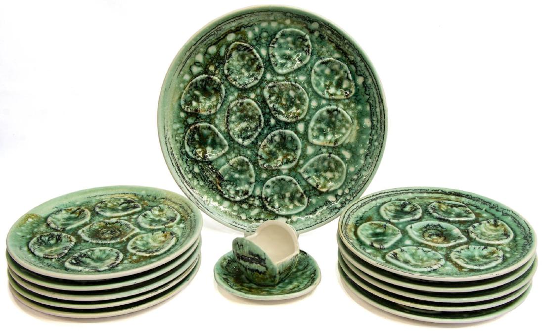 (12) FRENCH FAIENCE DE NIDERVILLER OYSTER PLATES (1 of 3)