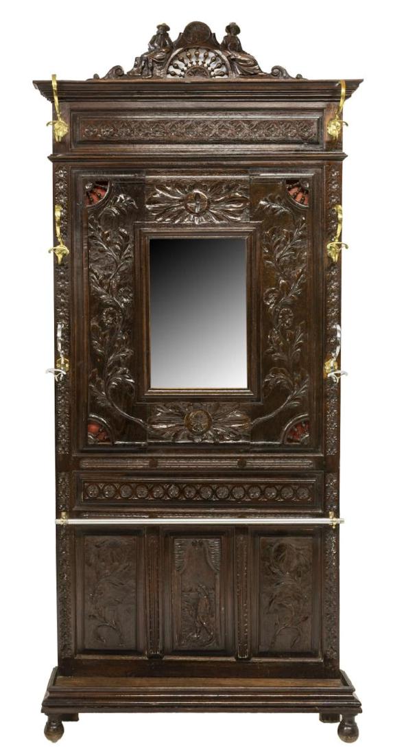 FRENCH OAK HALL TREE WITH MIRROR (1 of 2)