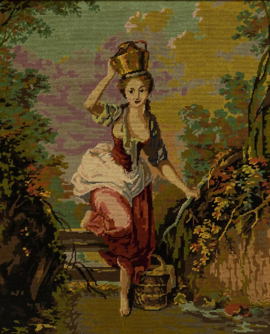 GILT FRAMED NEEDLEPOINT PICTURE (1 of 3)