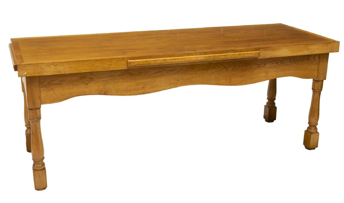 FRENCH LONG OAK WORK TABLE WITH EXTENSIONS (1 of 3)