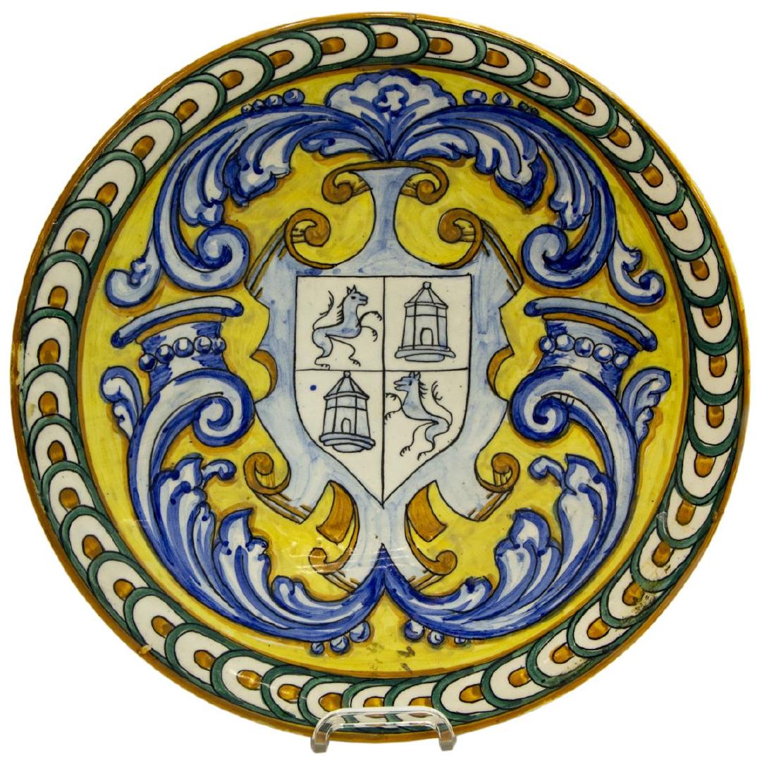 LARGE SPANISH MAJOLICA EARTHENWARE CHARGER (1 of 2)