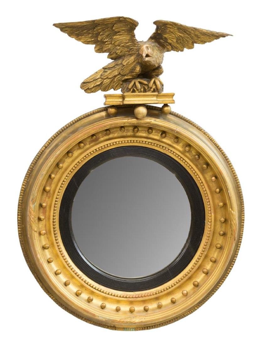 FEDERAL STYLE GILTWOOD EAGLE CONVEX WALL MIRROR (1 of 3)