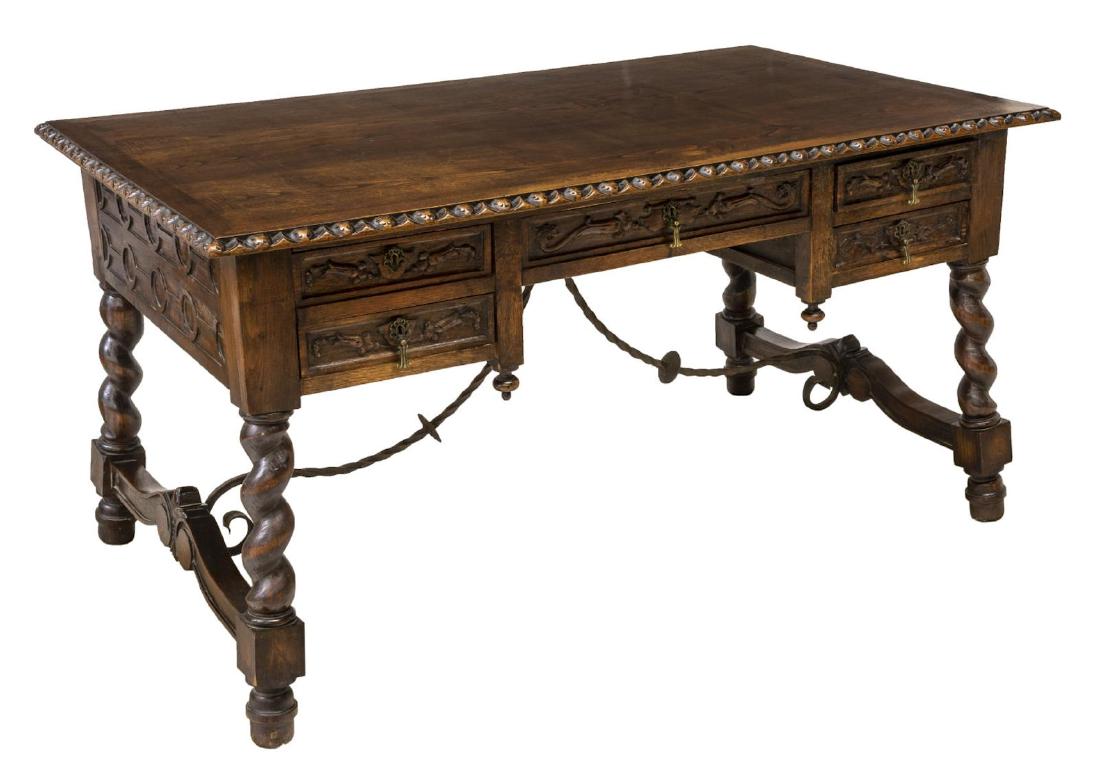SPANISH LIBRARY DESK, C. 1900 (1 of 2)