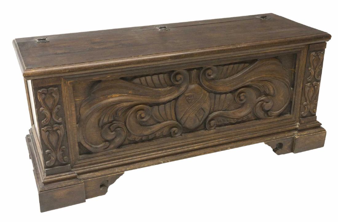 ITALIAN RENAISSANCE REVIVAL CARVED WALNUT TRUNK (1 of 3)