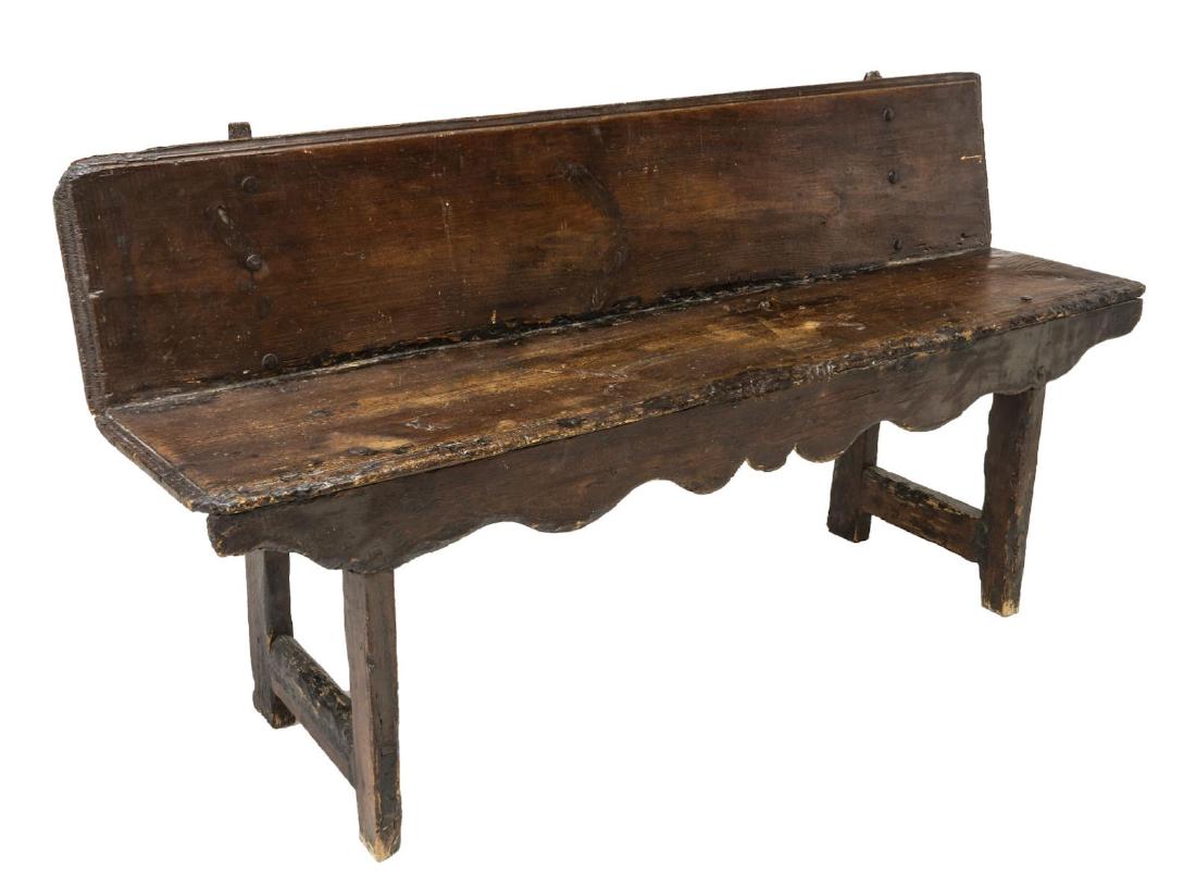 RUSTIC SPANISH BENCH SCALLOPED APRON 18TH/19TH C. (1 of 3)